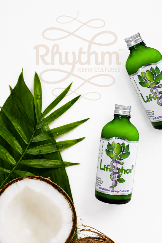 Bottle of Rhythm Health Passionfruit Coconut Kefir
