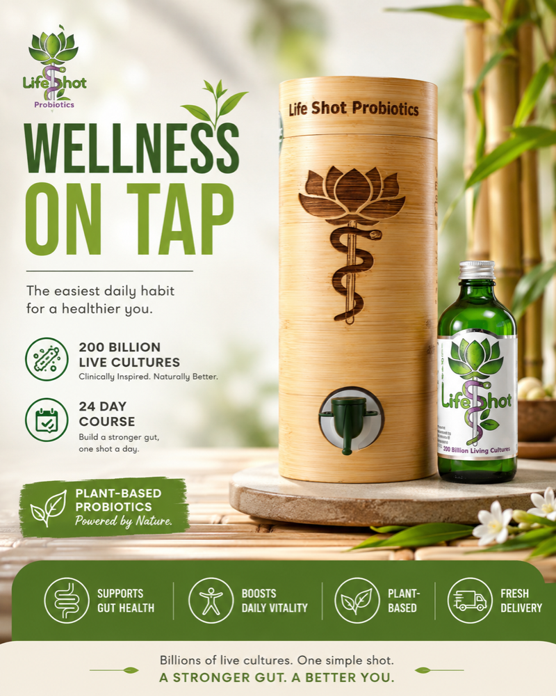 Bamboo Life Shots dispenser with glass refills